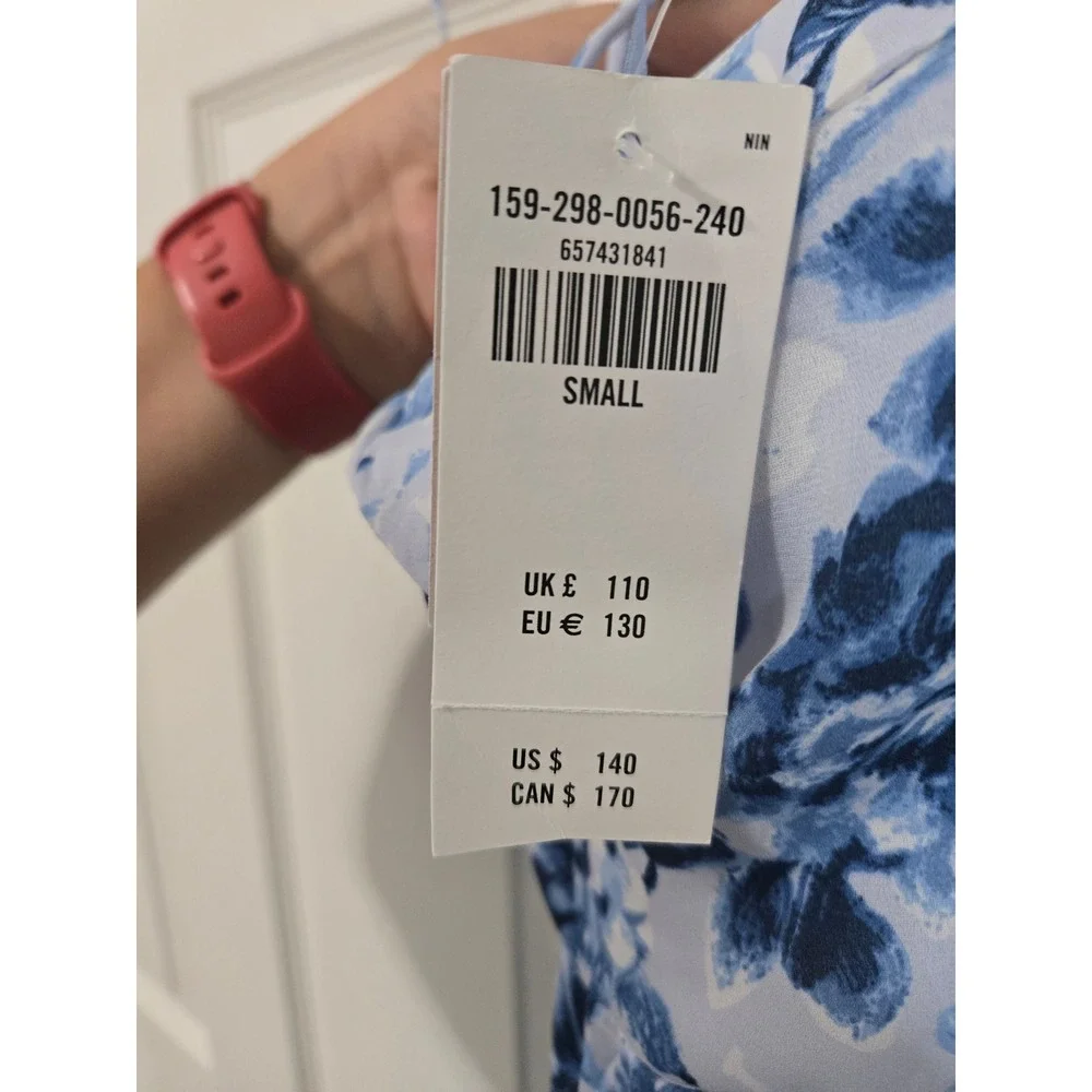 Abercrombie & Fitch Blue Floral Sweetheart Maxi Dress Side Slit Small NWT